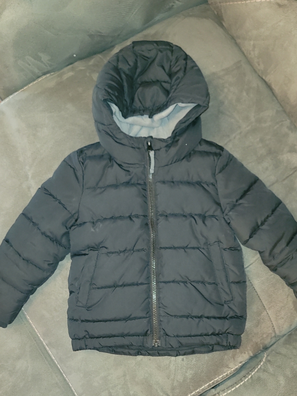 Primary Navy Blue Toddler Fleece-Lined  Puffer Coat